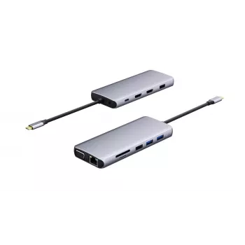 eSTUFF ES623009 hub interfejsowy USB 3.2 Gen 1 (3.1 Gen 1) Type-C 5000 Mbit/s szary