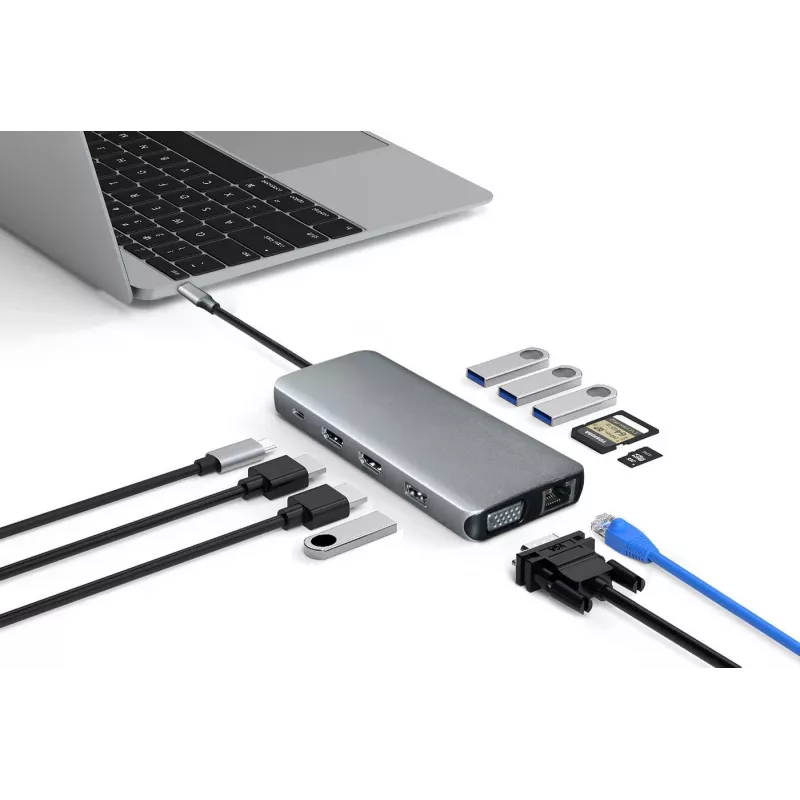 eSTUFF ES623009 hub interfejsowy USB 3.2 Gen 1 (3.1 Gen 1) Type-C 5000 Mbit/s szary