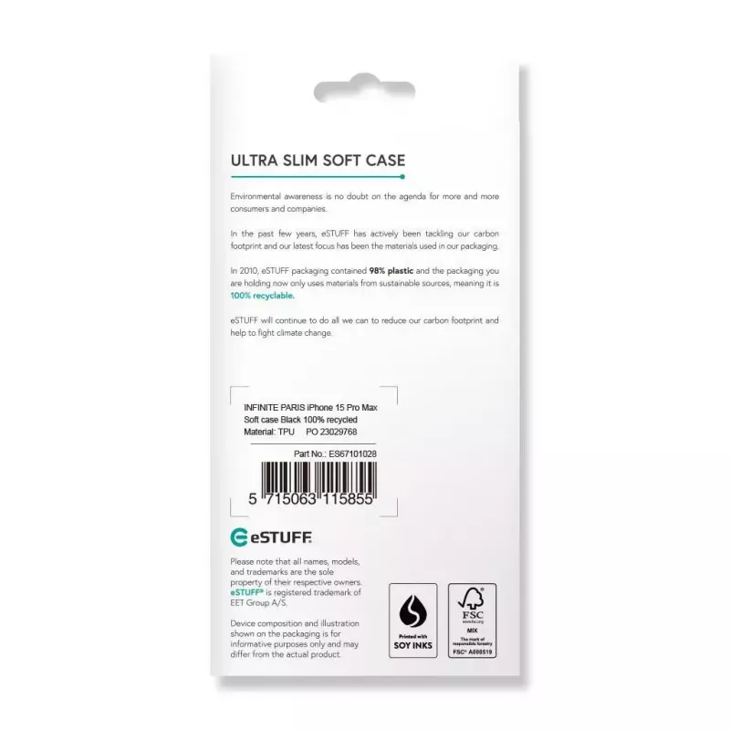 eSTUFF ES67101028 etui na telefon komórkowy 17 cm (6.7 cala) Pokrywa Czarny
