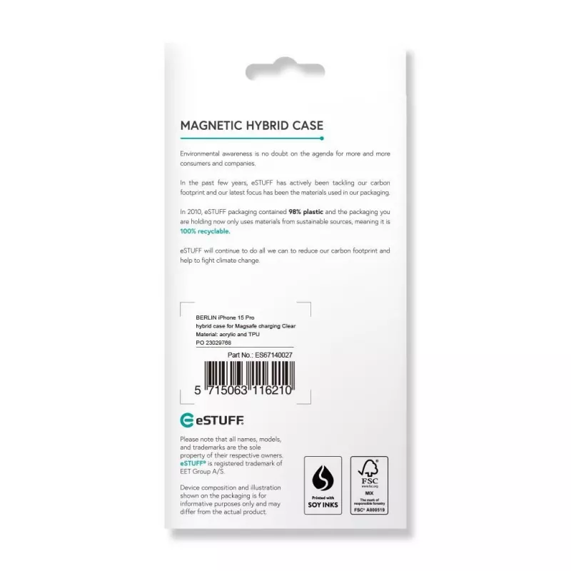eSTUFF ES67140027 etui na telefon 15,5 cm (6,1 cala) pokrowiec przezroczysty