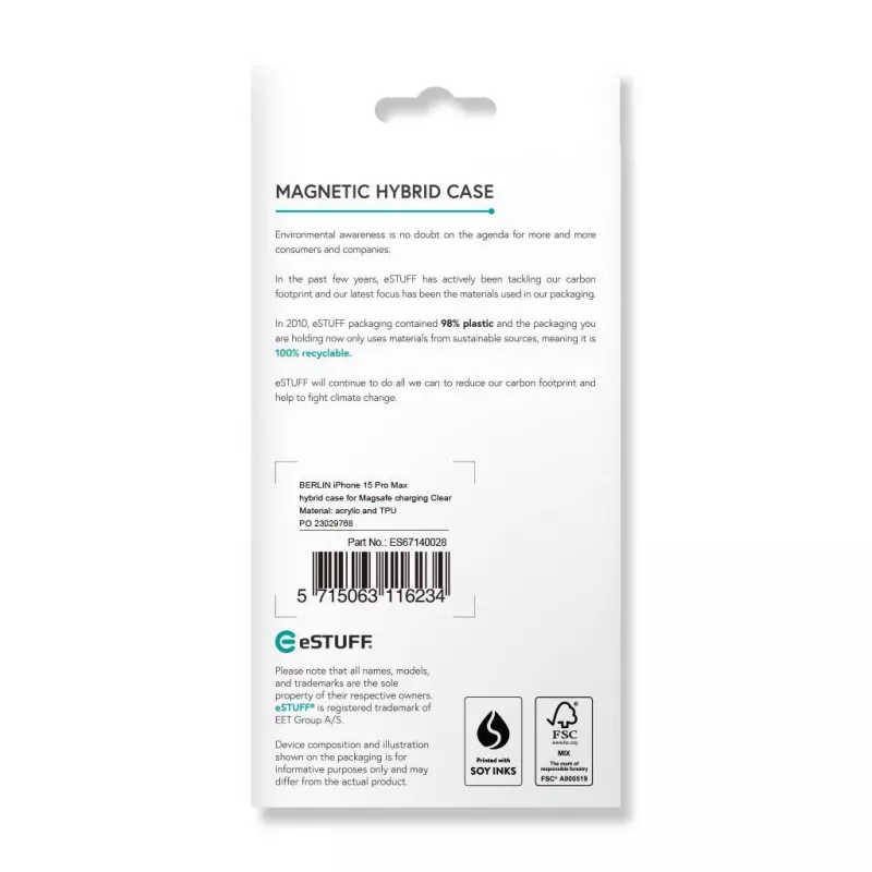 eSTUFF ES67140028 etui na telefon 17 cm (6,7 cala) Pokrowiec Przezroczysty