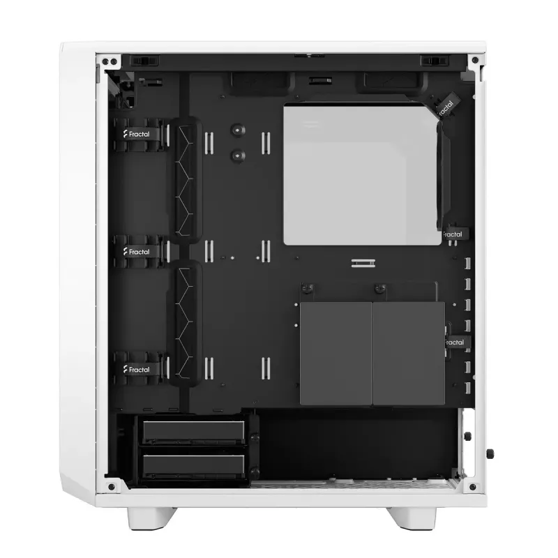 Obudowa PC Tower Fractal Design Meshify 2 Compact — Biała, obsługuje zasilacz ATX, 2x140mm przód, 1x120mm tył, napędy 2,5 cala/3,5 cala, 210×424×475 mm