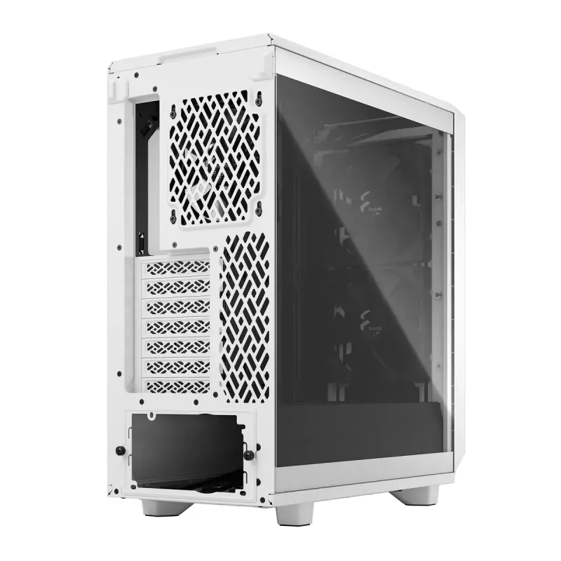 Obudowa PC Tower Fractal Design Meshify 2 Compact — Biała, obsługuje zasilacz ATX, 2x140mm przód, 1x120mm tył, napędy 2,5 cala/3,5 cala, 210×424×475 mm