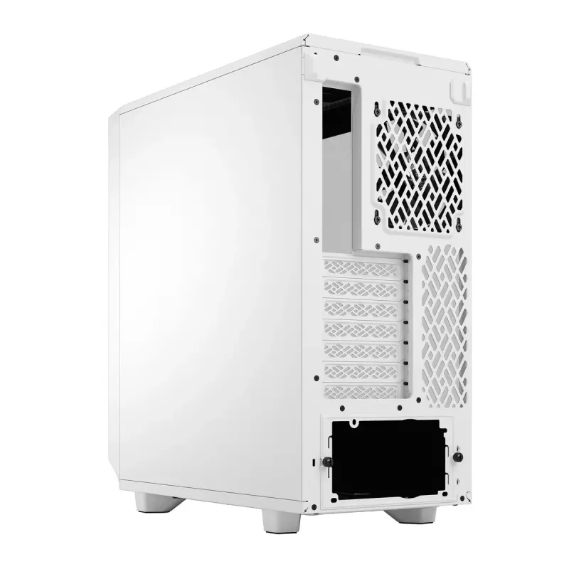 Obudowa PC Tower Fractal Design Meshify 2 Compact — Biała, obsługuje zasilacz ATX, 2x140mm przód, 1x120mm tył, napędy 2,5 cala/3,5 cala, 210×424×475 mm