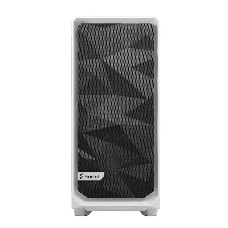 Obudowa PC Tower Fractal Design Meshify 2 Compact — Biała, obsługuje zasilacz ATX, 2x140mm przód, 1x120mm tył, napędy 2,5 cala/3,5 cala, 210×424×475 mm