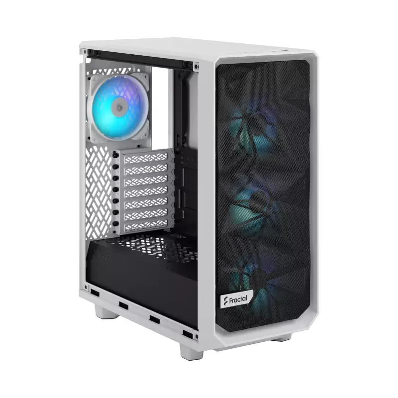 Obudowa PC Fractal Design Meshify 2 Compact RGB biały — ATX/microATX/Mini-ITX, obsługa 3x120 mm z przodu + 1x120 mm z tyłu, napędy 2,5 cala/3,5 cala