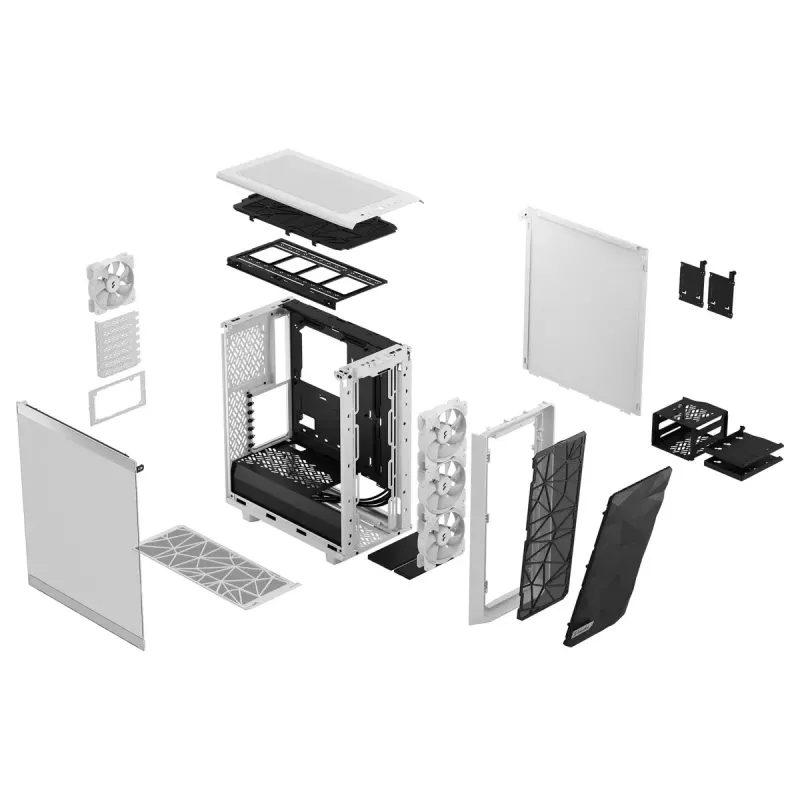 Obudowa PC Fractal Design Meshify 2 Compact RGB biały — ATX/microATX/Mini-ITX, obsługa 3x120 mm z przodu + 1x120 mm z tyłu, napędy 2,5 cala/3,5 cala