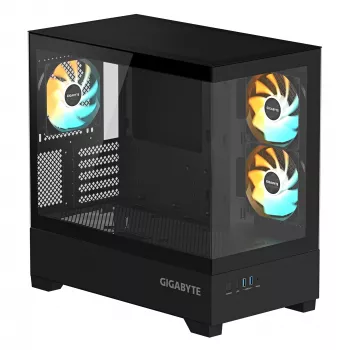 Obudowa PC GIGABYTE C201 PANORAMIC - Midi Tower, m-ATX, obsługa chłodnicy 360 mm, 3 fabrycznie zainstalowane wentylatory, USB 3.0, obsługa RGB Fusion