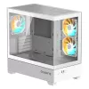 Obudowa PC GIGABYTE C201 PANORAMIC ICE - Mid Tower, m-ATX, wsparcie dla chłodnicy 360 mm, 3 fabrycznie zamontowane wentylatory, USB 3.0, obsługa RGB Fusion