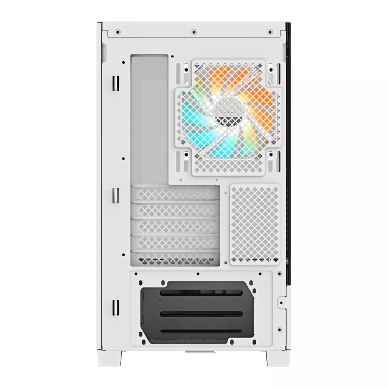 Obudowa PC GIGABYTE C201 PANORAMIC ICE - Mid Tower, m-ATX, wsparcie dla chłodnicy 360 mm, 3 fabrycznie zamontowane wentylatory, USB 3.0, obsługa RGB Fusion