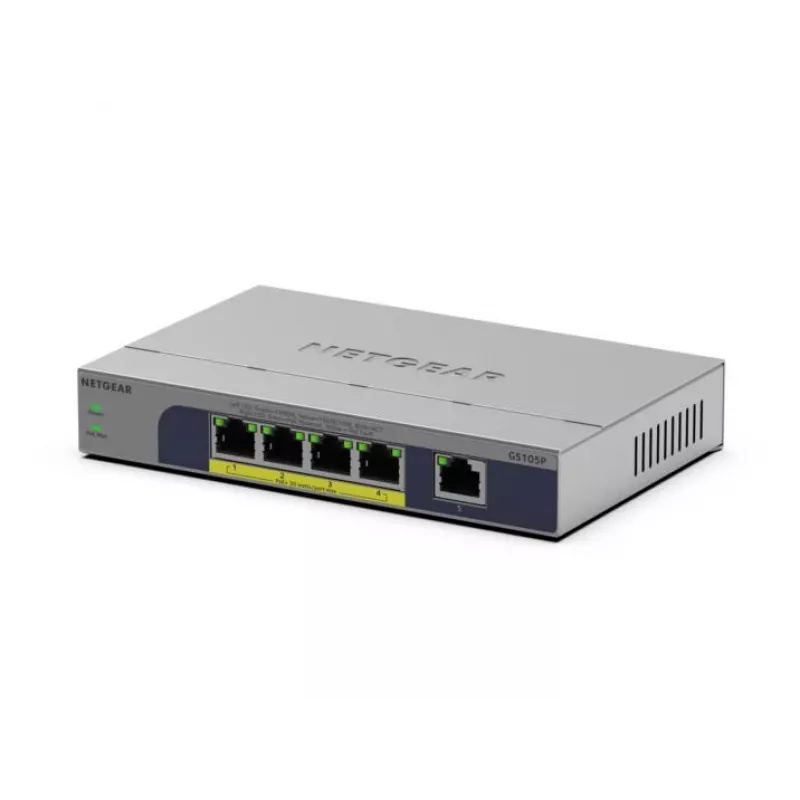 Niezarządzalny 5-portowy przełącznik PoE Netgear GS105P 1Gb Ethernet z Power over Ethernet (GS105P-300EUS)
