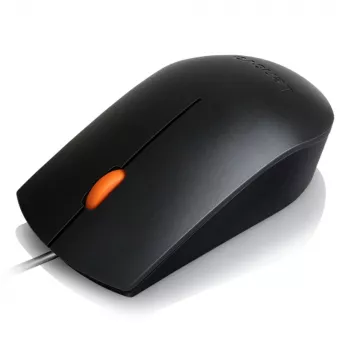 Przewodowa mysz optyczna USB Type-A symetryczna Lenovo GX30M39704 — 1600 DPI, 3 przyciski, kabel 1,8 m, czarna