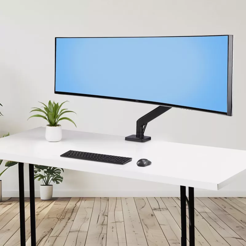 StarTech.com Uchwyt Biurkowy do Monitora do 49-calowych Zakrzywionych Ekranów Ultrawide 32:9, Ramię Sprężynowe Mechaniczne, Zacisk C/Przepust, Regulacja Beznarzędziowa, Maks. 44 funty/20 kg