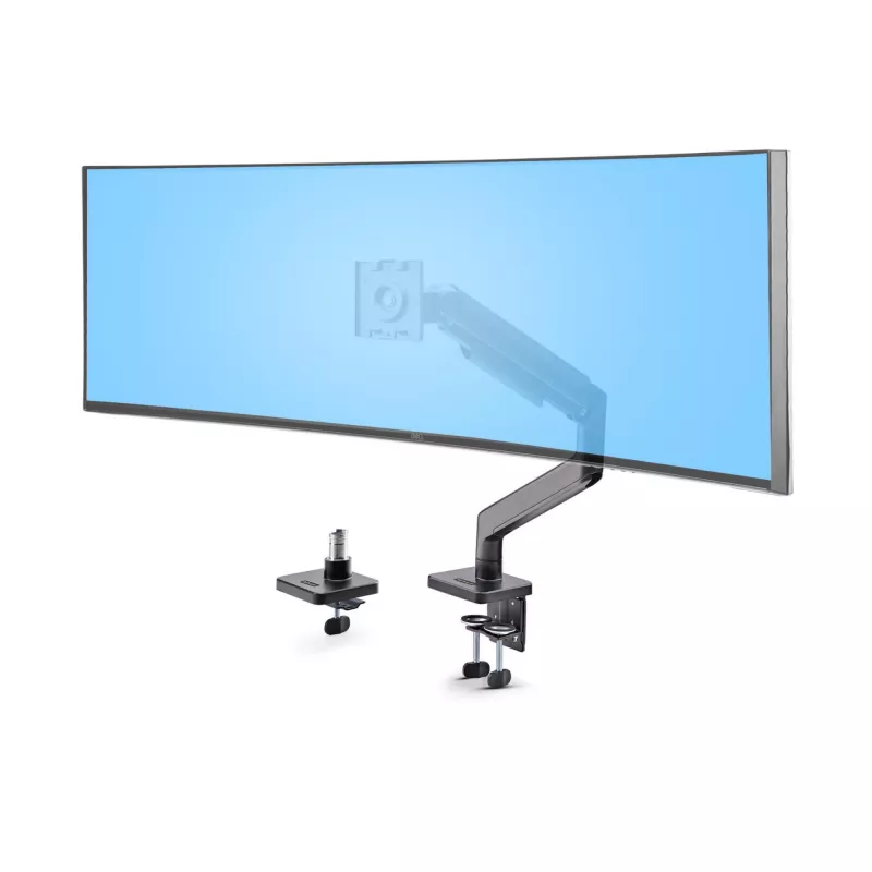 StarTech.com Uchwyt Biurkowy do Monitora do 49-calowych Zakrzywionych Ekranów Ultrawide 32:9, Ramię Sprężynowe Mechaniczne, Zacisk C/Przepust, Regulacja Beznarzędziowa, Maks. 44 funty/20 kg