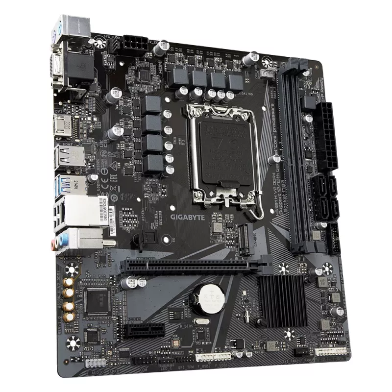 Płyta główna GIGABYTE H610M H V2 DDR4 - obsługuje procesory Intel Core 14. generacji, 6+1+1 hybrydowy cyfrowy VRM, do 3200MHz DDR4 (OC), 1xPCIe 3.0 M.2, GbE LAN, USB 3.2 Gen 1