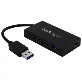 StarTech.com 4 Port USB 3.0 Hub - USB Type-A Hub z 1x USB-C i 3x USB-A (SuperSpeed 5 Gb/s) - zasilany z magistrali USB lub samodzielnie - Przenośny hub USB 3.1/3.2 Gen 1 BC 1.2 do ładowania z zasilaczem~4 Port USB 3.0 Hub - USB Type-A Hub z 1x USB-C i 3x USB-A (SuperSpeed 5 Gb/s) - zasilany z magistrali USB lub samodzielnie - Przenośny hub USB 3.2 Gen 1 BC 1.2 do ładowania z zasilaczem