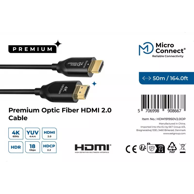 Microconnect Premium Optic HDMI kabel 50m