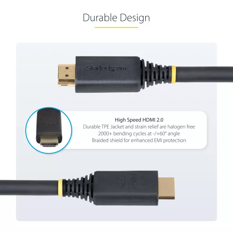 StarTech.com 10m (32.8ft) Aktywny kabel HDMI High Speed, 4K 60Hz/1440p 144Hz, HDR10/HDCP 2.2/ARC, 18Gbps, UHD HDMI 2.0 do TV/monitora/wyświetlacza, płaszcz TPE