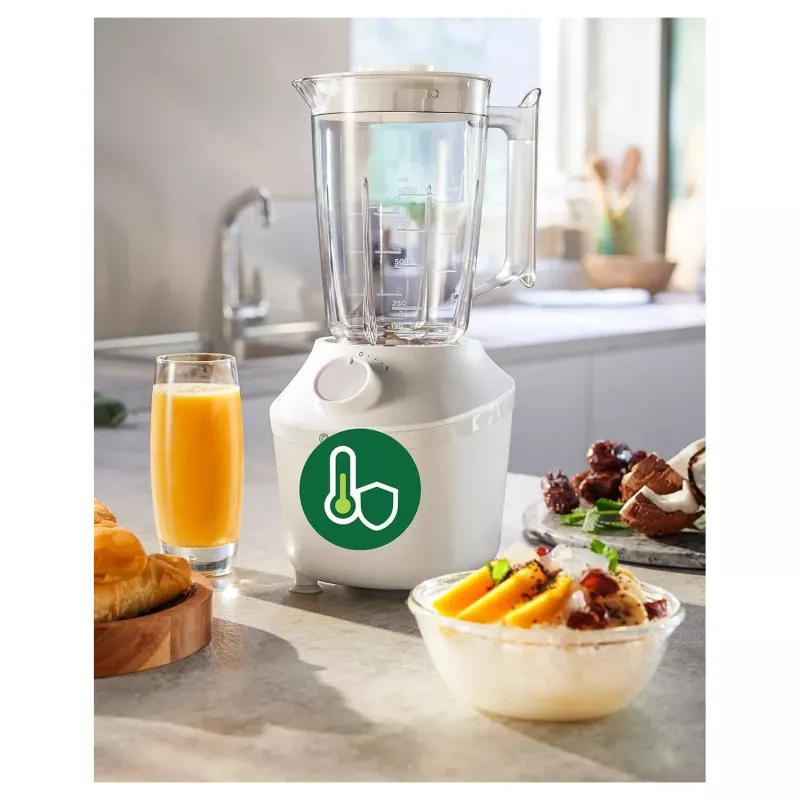 Blender stołowy Philips HR2041/00 — 450 W, plastikowy dzbanek 1,9 L, ostrza ze stali nierdzewnej, biały
