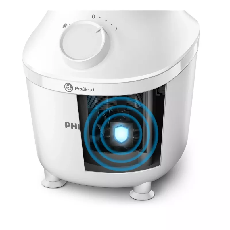 Blender stołowy Philips HR2041/00 — 450 W, plastikowy dzbanek 1,9 L, ostrza ze stali nierdzewnej, biały