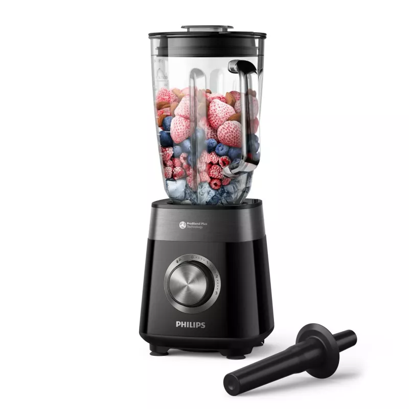 Blender stołowy Philips 5000 series HR3030/00 — szklany dzbanek 2 L, 1200 W, kruszenie lodu, czarny
