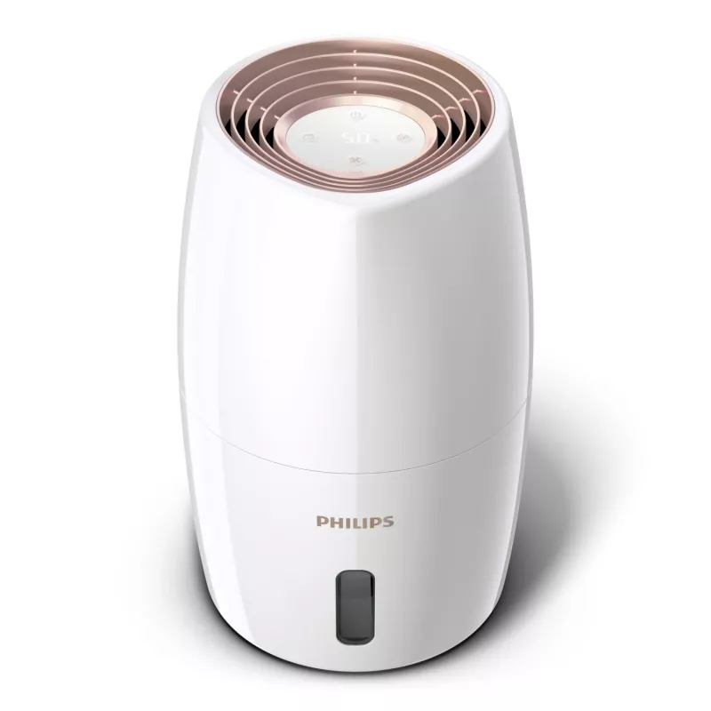 Nawilżacz powietrza Philips HU2716/10 — zbiornik 2 l, 17 W, 220–240 V, biało-różowe złoto, kompaktowy 220×220×350 mm