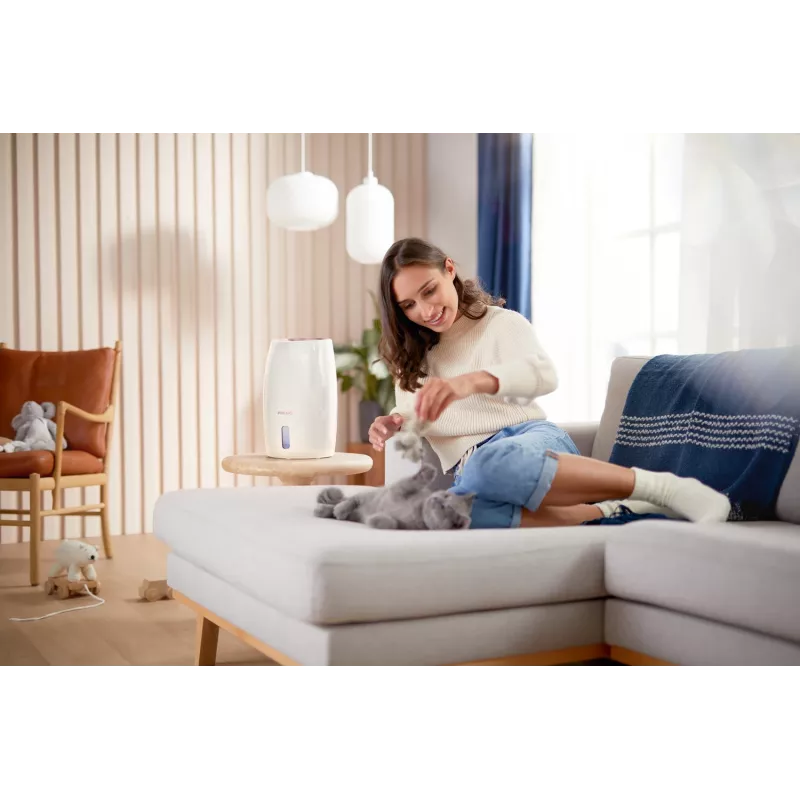 Nawilżacz powietrza Philips HU2716/10 — zbiornik 2 l, 17 W, 220–240 V, biało-różowe złoto, kompaktowy 220×220×350 mm