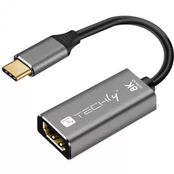Techly IADAP-USBC-HDMI8 USB adapter graficzny 7680 x 4320 pikseli Czarny, Srebrny