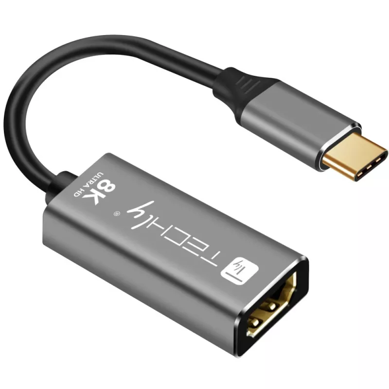 Techly IADAP-USBC-HDMI8 USB adapter graficzny 7680 x 4320 pikseli Czarny, Srebrny