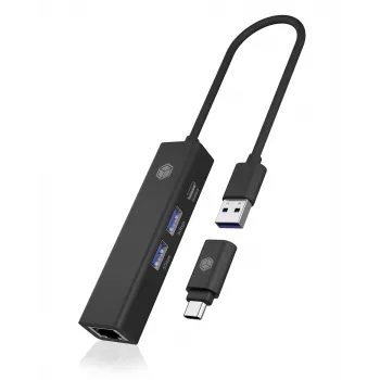 ICY BOX IB-HUB1439-LAN Wired USB 3.2 Gen 1 (3.1 Gen 1) Type-A Czarny