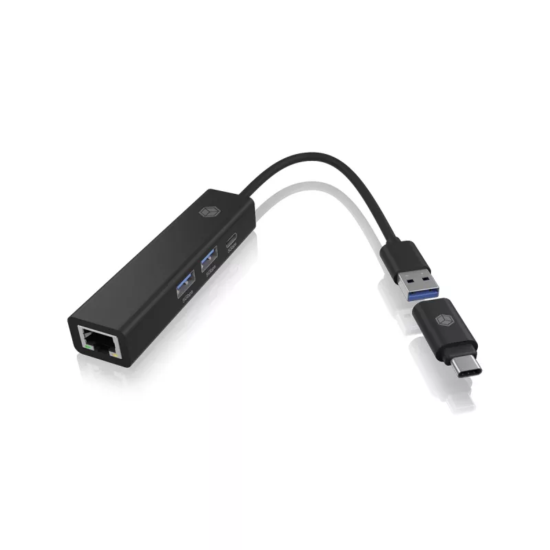 ICY BOX IB-HUB1439-LAN Wired USB 3.2 Gen 1 (3.1 Gen 1) Type-A Czarny