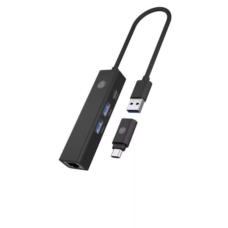 ICY BOX IB-HUB1439-LAN Wired USB 3.2 Gen 1 (3.1 Gen 1) Type-A Czarny