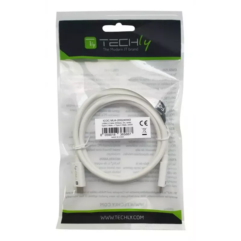 Techly ICOC-MU4-20G240W2 Kabel USB USB4 Gen 2x2 2 m USB-C Biały