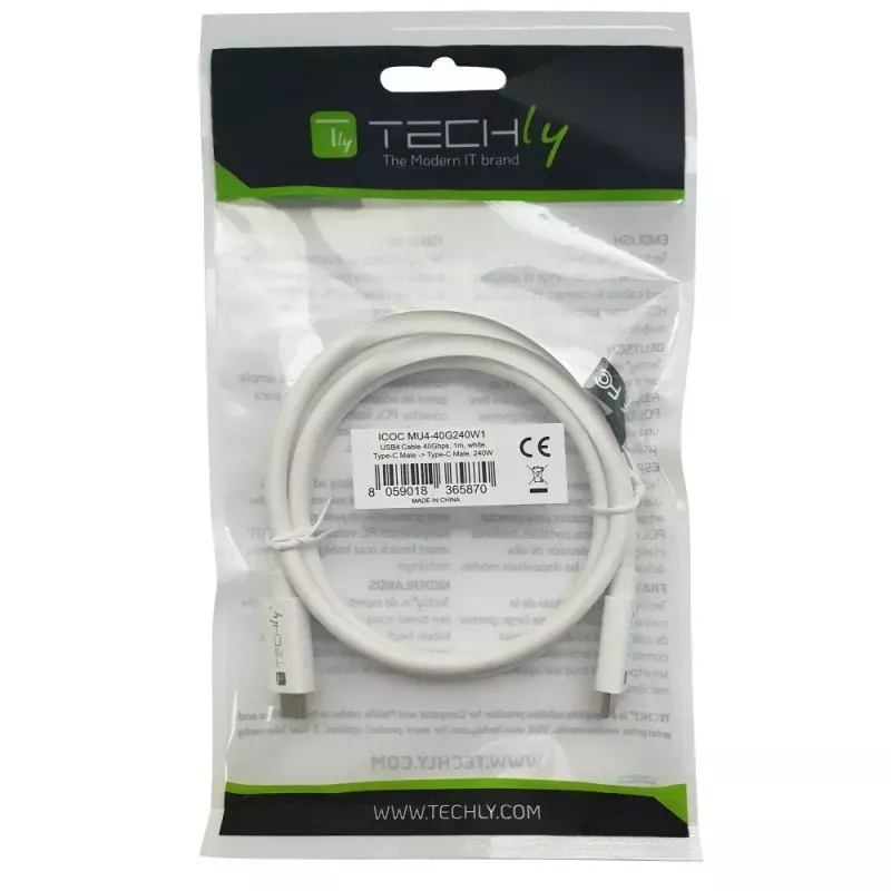 Techly ICOC-MU4-40G240W1 Kabel USB USB4 Gen 3x2 1 m USB C Biały