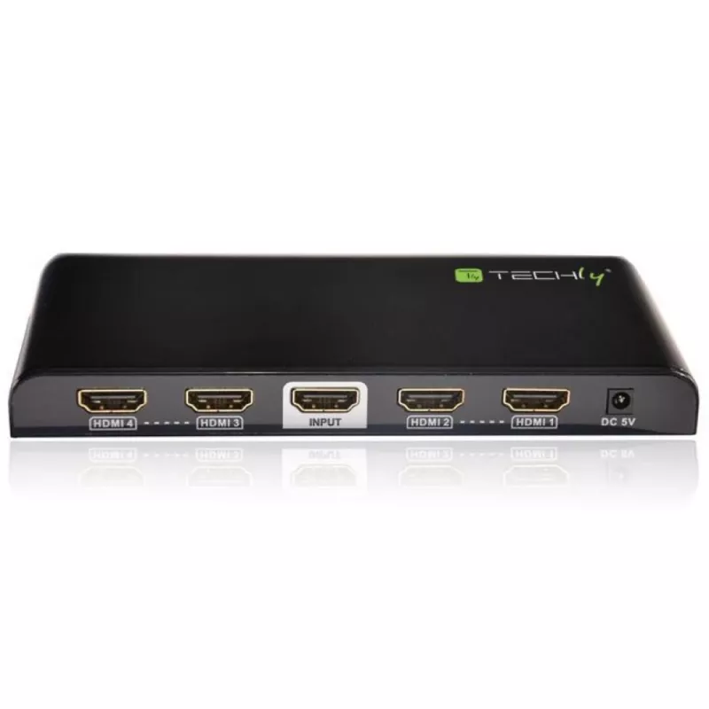 Techly Rozdzielacz HDMI 2.0 4K UHD 3D 4-drożny, HDMI, 4x HDMI, 3840 x 2160 pikseli, Czarny, 4K Ultra HD, 30 m