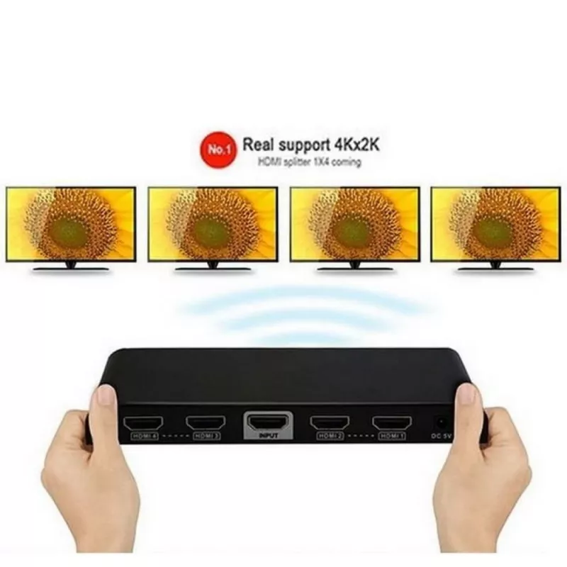 Techly Rozdzielacz HDMI 2.0 4K UHD 3D 4-drożny, HDMI, 4x HDMI, 3840 x 2160 pikseli, Czarny, 4K Ultra HD, 30 m