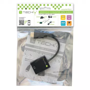 Techly Kabel Adapter Konwerter HDMI na VGA z Micro USB i Audio IDATA HDMI-VGA2AU