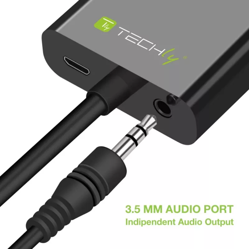 Techly Kabel Adapter Konwerter HDMI na VGA z Micro USB i Audio IDATA HDMI-VGA2AU