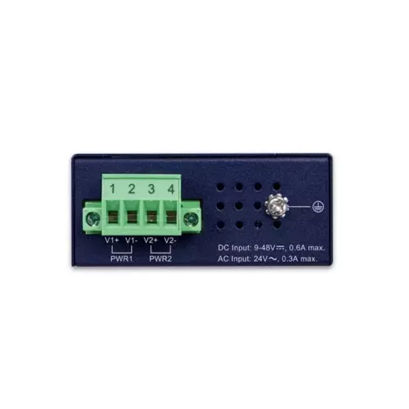 Niezarządzalny przełącznik Gigabit Ethernet PLANET IGS-510TF — 4 x 10/100/1000 Mbps, 10 Gbit/s przełączanie, 9–48 V DC, montaż na ścianie