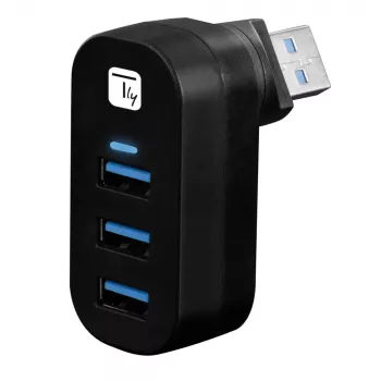 Techly IUSB3-HUB3-ROTB koncentrator interfejsu USB 3.2 Gen 1 (3.1 Gen 1) Type-A 5000 Mbit/s Czarny