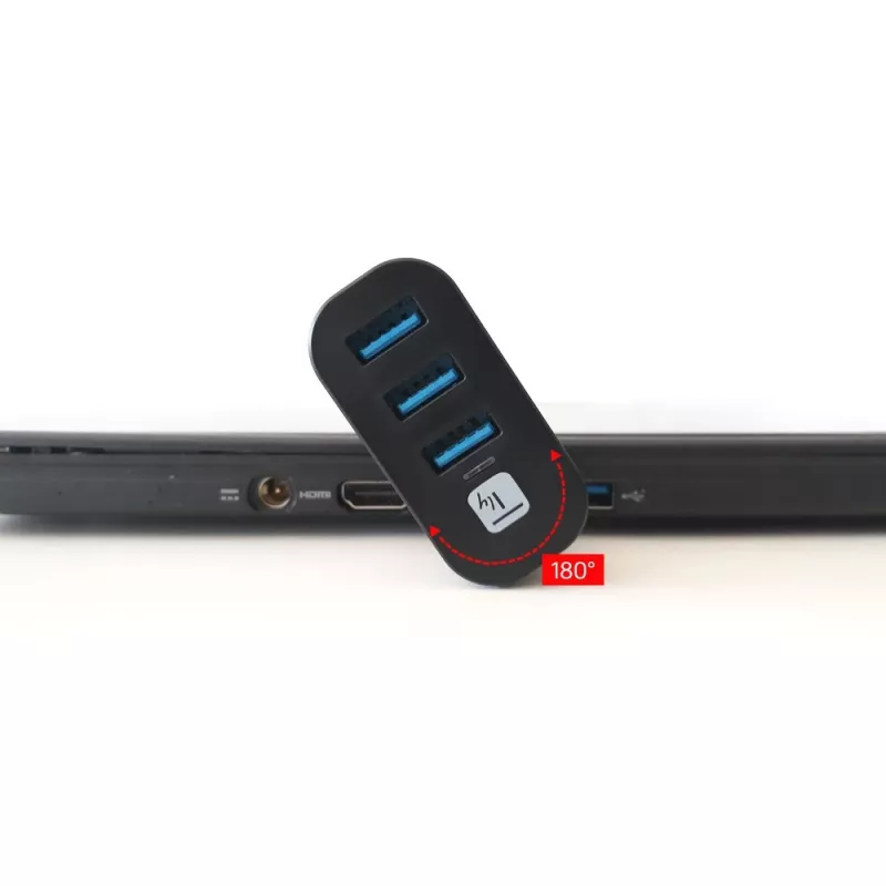Techly IUSB3-HUB3-ROTB koncentrator interfejsu USB 3.2 Gen 1 (3.1 Gen 1) Type-A 5000 Mbit/s Czarny