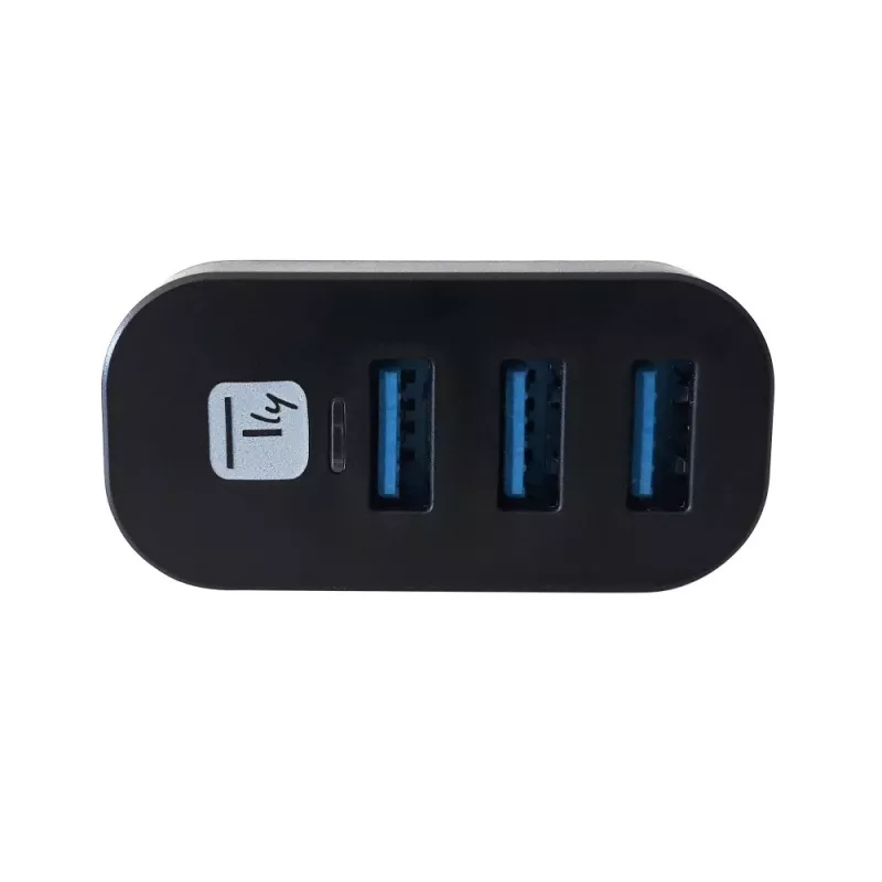 Techly IUSB3-HUB3-ROTB koncentrator interfejsu USB 3.2 Gen 1 (3.1 Gen 1) Type-A 5000 Mbit/s Czarny