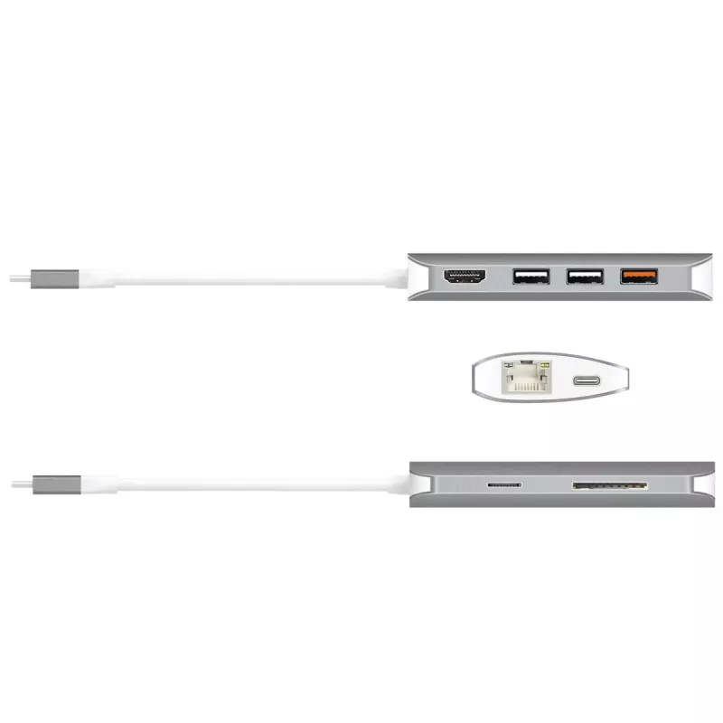 j5create JCD383 USB-C™ 9-w-1 Adapter Multifunkcyjny, Srebrny i Biały