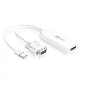 j5create JDA214 Adapter wideo i audio VGA na HDMI biały 0,176 m