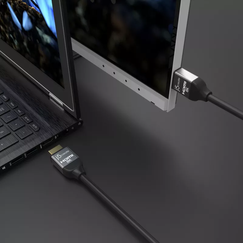 j5create JDC53 Ultra High Speed 8K UHD HDMI™ kabel, Czarny and szary, 2 m
