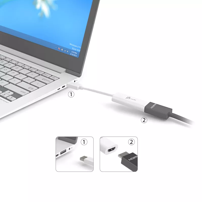 Adapter wielomonitorowy j5create JUA254 USB 3.0 HDMI, 3.2 Gen 1 (3.1 Gen 1), USB Typu-A, wyjście HDMI, 2048 x 1152 pikseli
