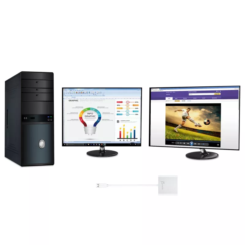 j5create JUA365 USB™ 3.0 na Dual HDMI adapter do wielu monitorów, srebrny