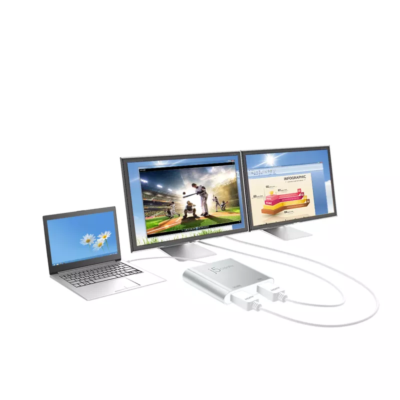 j5create JUA365 USB™ 3.0 na Dual HDMI adapter do wielu monitorów, srebrny