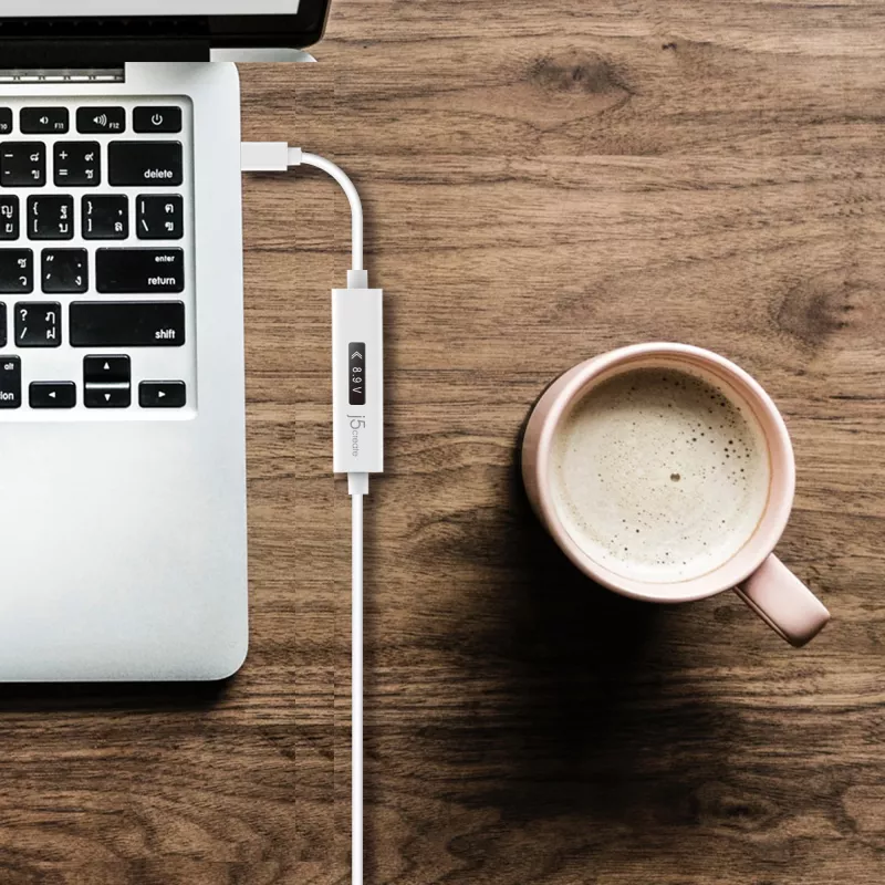 Kabel j5create JUCP14 USB-C™ 2.0 na USB-C™ z dynamicznym miernikiem mocy OLED, biały, 1,2 m
