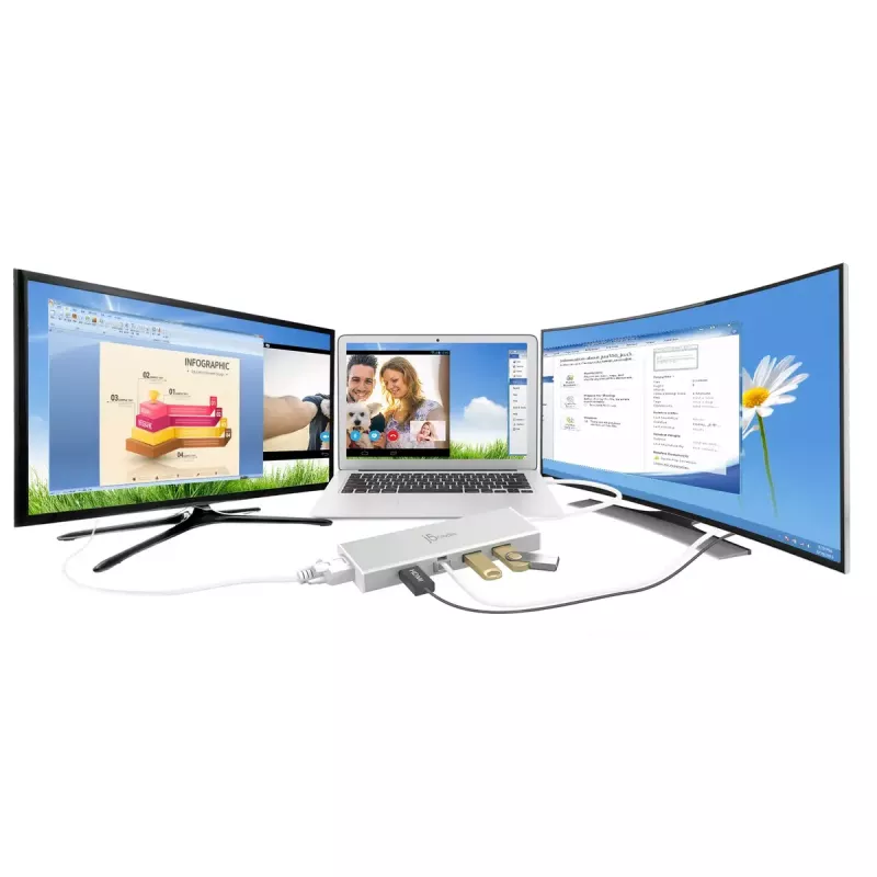 j5create JUD380 USB™ 3.0 Mini Dock, zawiera 1 port HDMI i 3 porty USB, srebrny